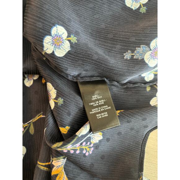 REBECCA TAYLOR NATALIE SLEEVELESS FLORAL-PRINT SILK TOP IN NAVY SIZE 2 - Picture 8 of 8